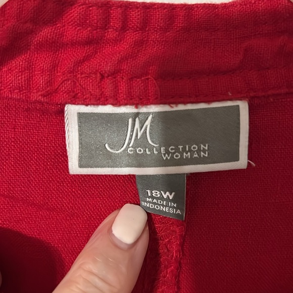 JM Collection Red Linen jacket - Picture 2 of 9